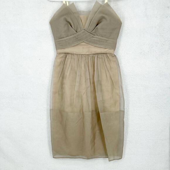 BCBGMaxAzria Dress Women Size 2 Runaway Silk Strapless Mini Organza Cream Event - Picture 1 of 4